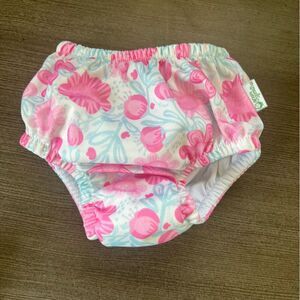 Green Sprouts 6 months 10-18 pounds swim diaper- floral pink white baby girl